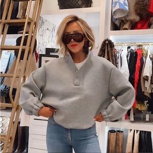 New H&M Viral Gray High Neck Scuba Sweatshirt